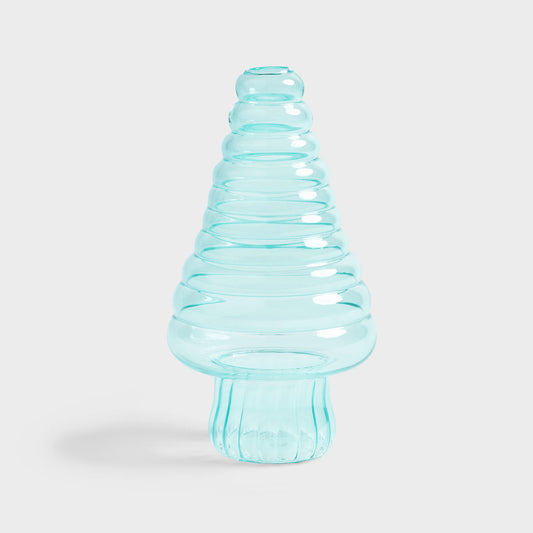 Tannenbaum Vase Glas Weihnachtsdeko Blau 13,5 cm