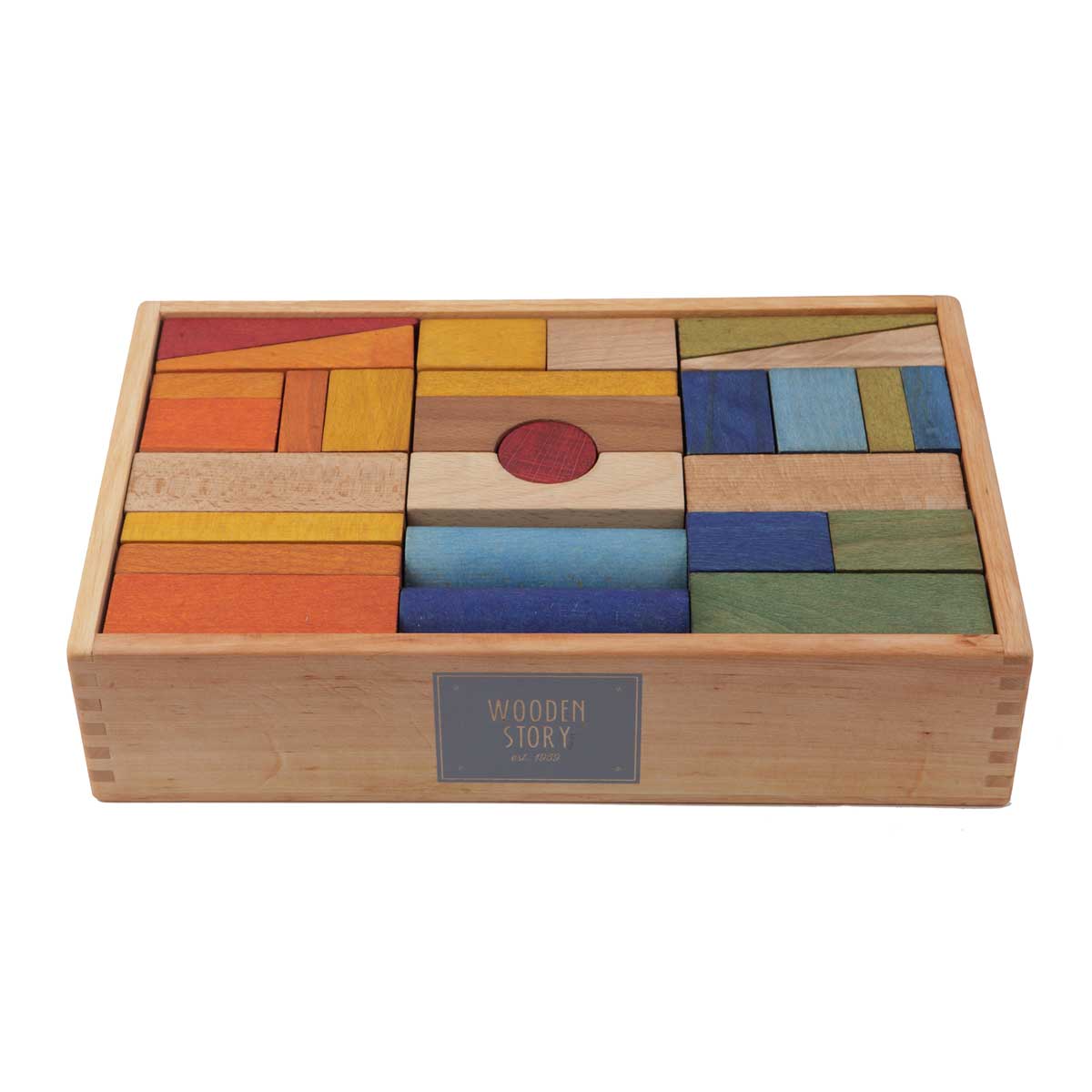 Bauklötze mit Holzkiste Regenbogen Montessori Holzspielzeug