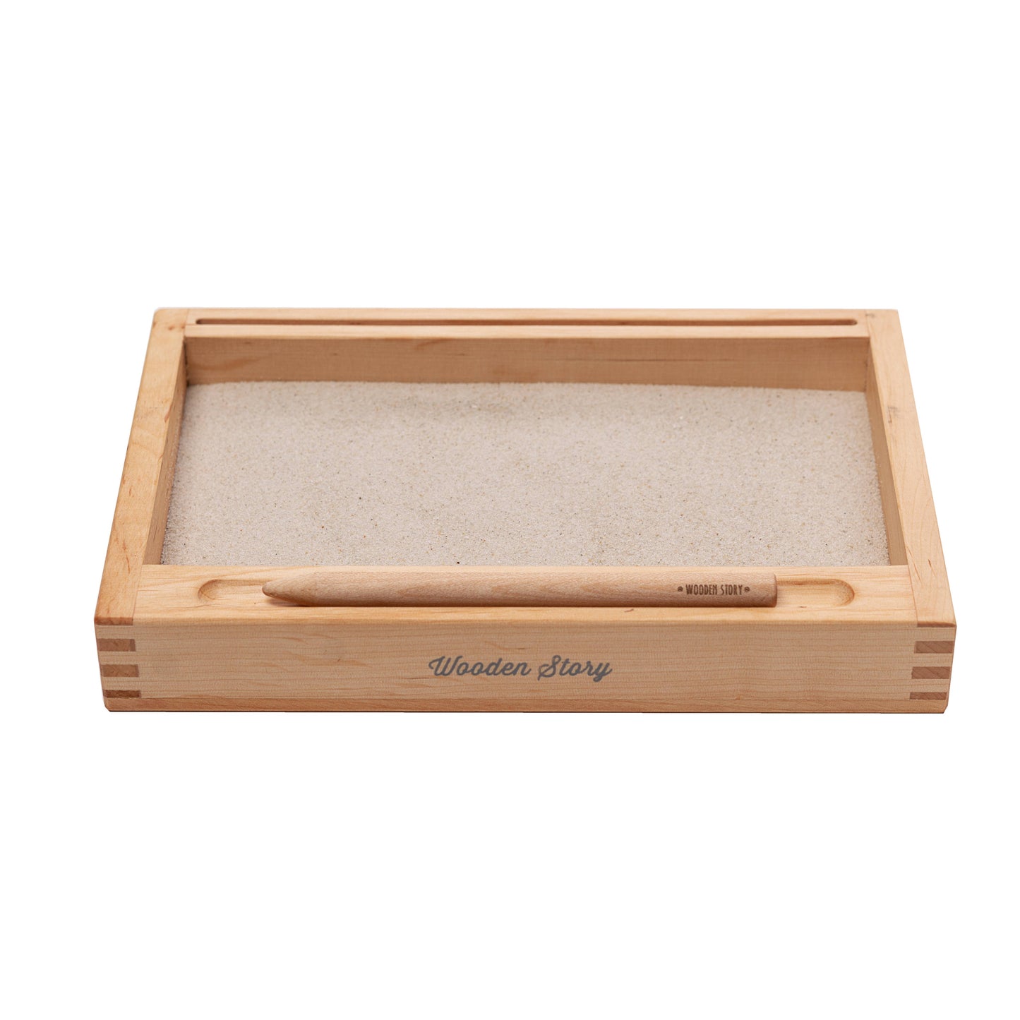 Holztablett mit Sand und Kartenhalter Montessori 22 x 14,5 cm